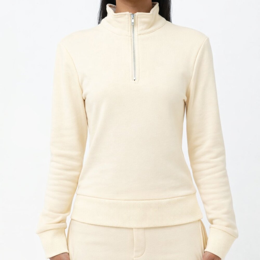 Half Zip Sweatshirt in Cream for Women - NWT - The Label